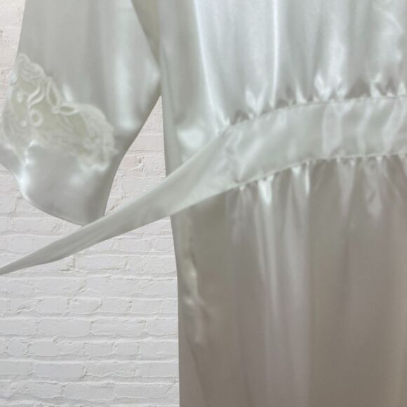 Morgan Taylor Vintage Ivory Bridal Robe S Long Satin - Picture 10 of 16